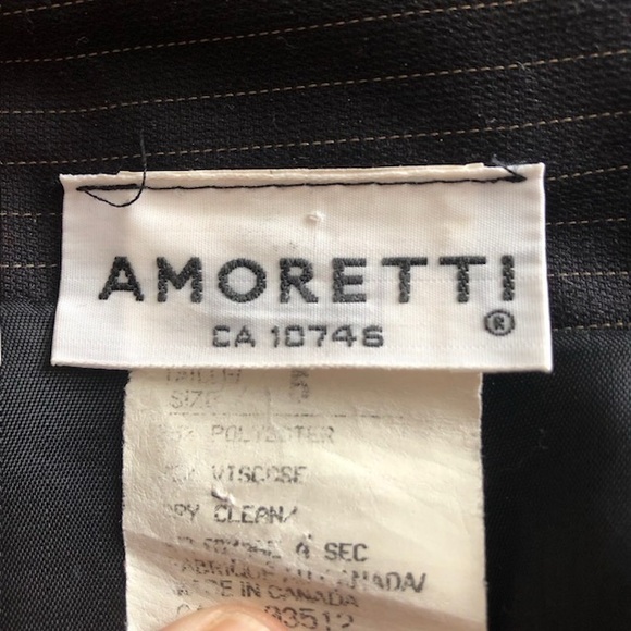 Amoretti black pin striped pencil skirt fully lined side slits zip back size 5 - Picture 3 of 4